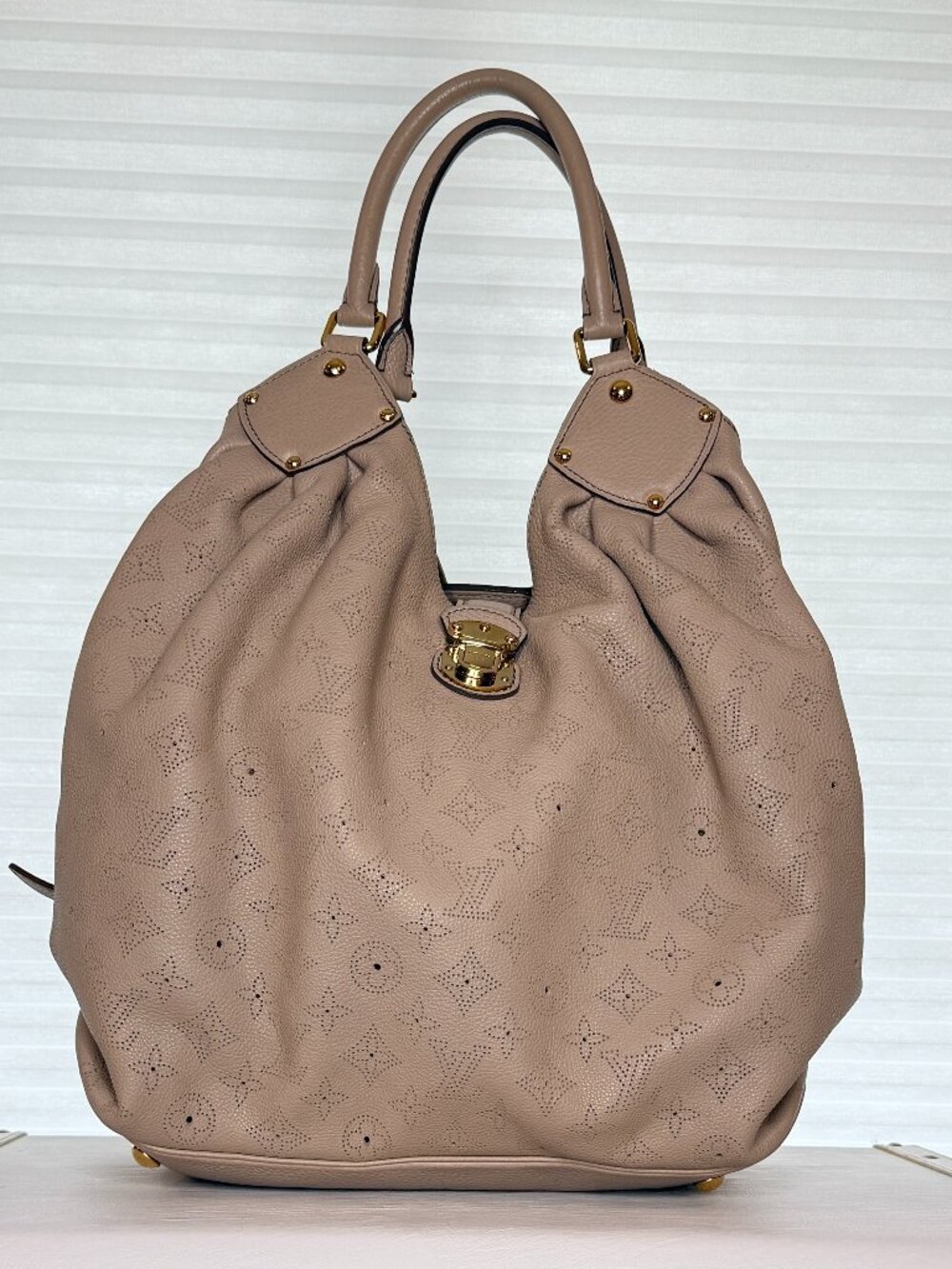 Louis Vuitton Mahina XL Sable Perforated Monogram Leather Hobo Bag